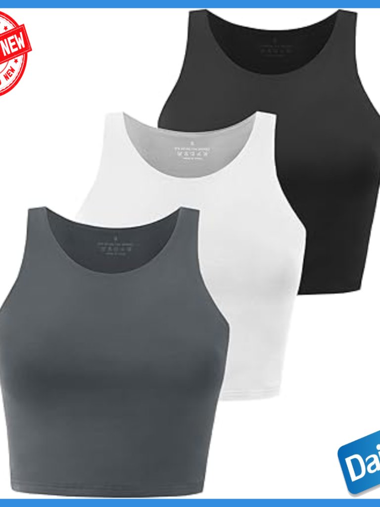 Workout Crop Tops Racerback Halter Neck Sleeveless Yoga Tank Tops 3 Pack